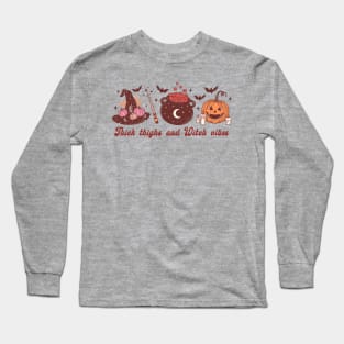 Retro Thick Thighs and Witch Vibes Long Sleeve T-Shirt